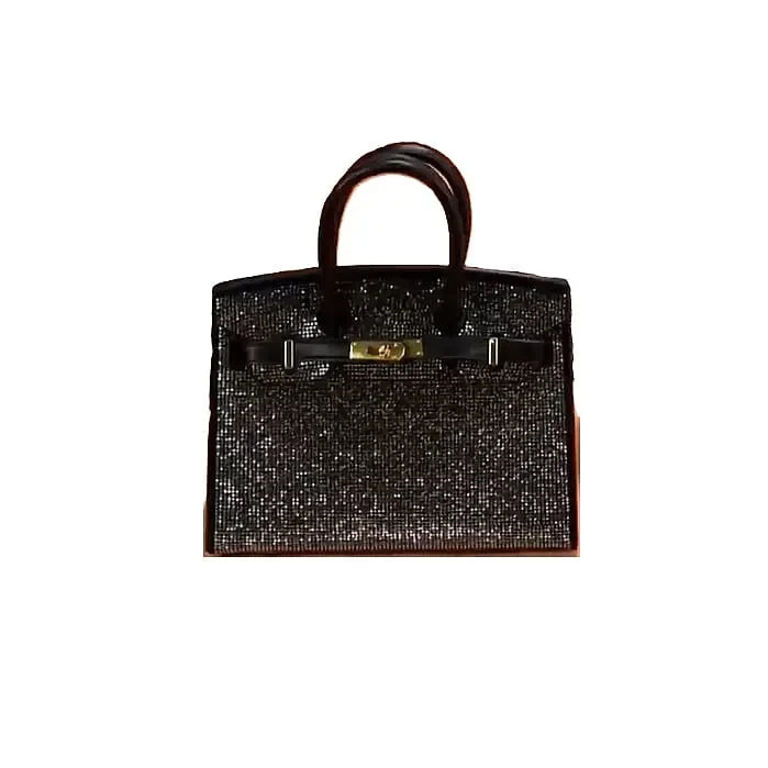 Faux Leather Rhinestone Tote Bag