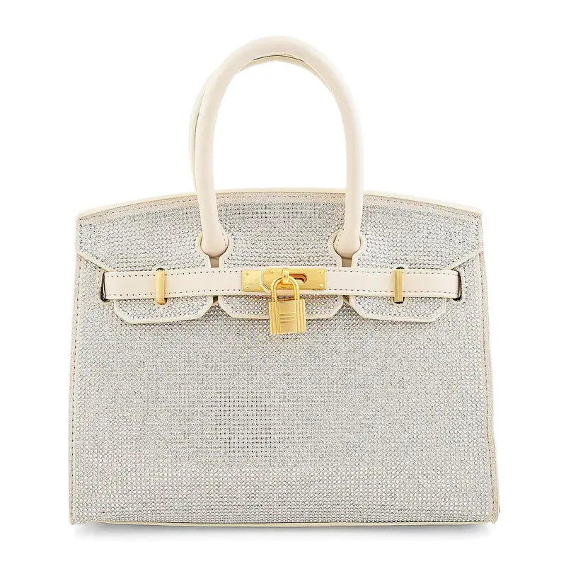 Faux Leather Rhinestone Tote Bag