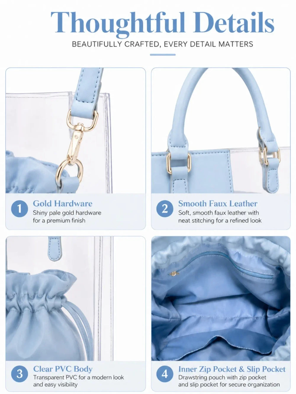 PVC Tote Bag with Drawstring Pouch