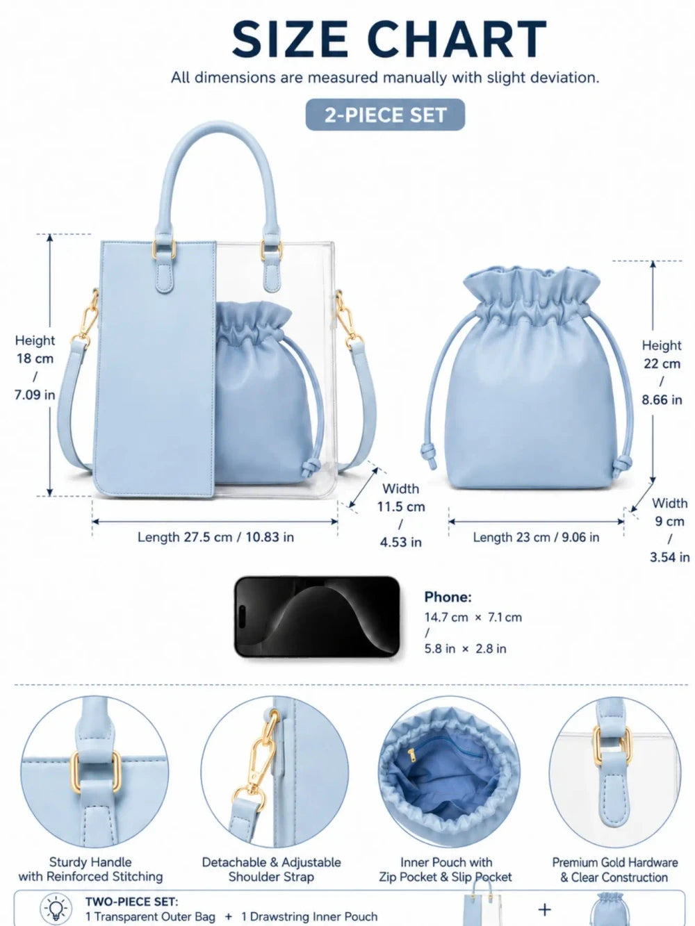 PVC Tote Bag with Drawstring Pouch