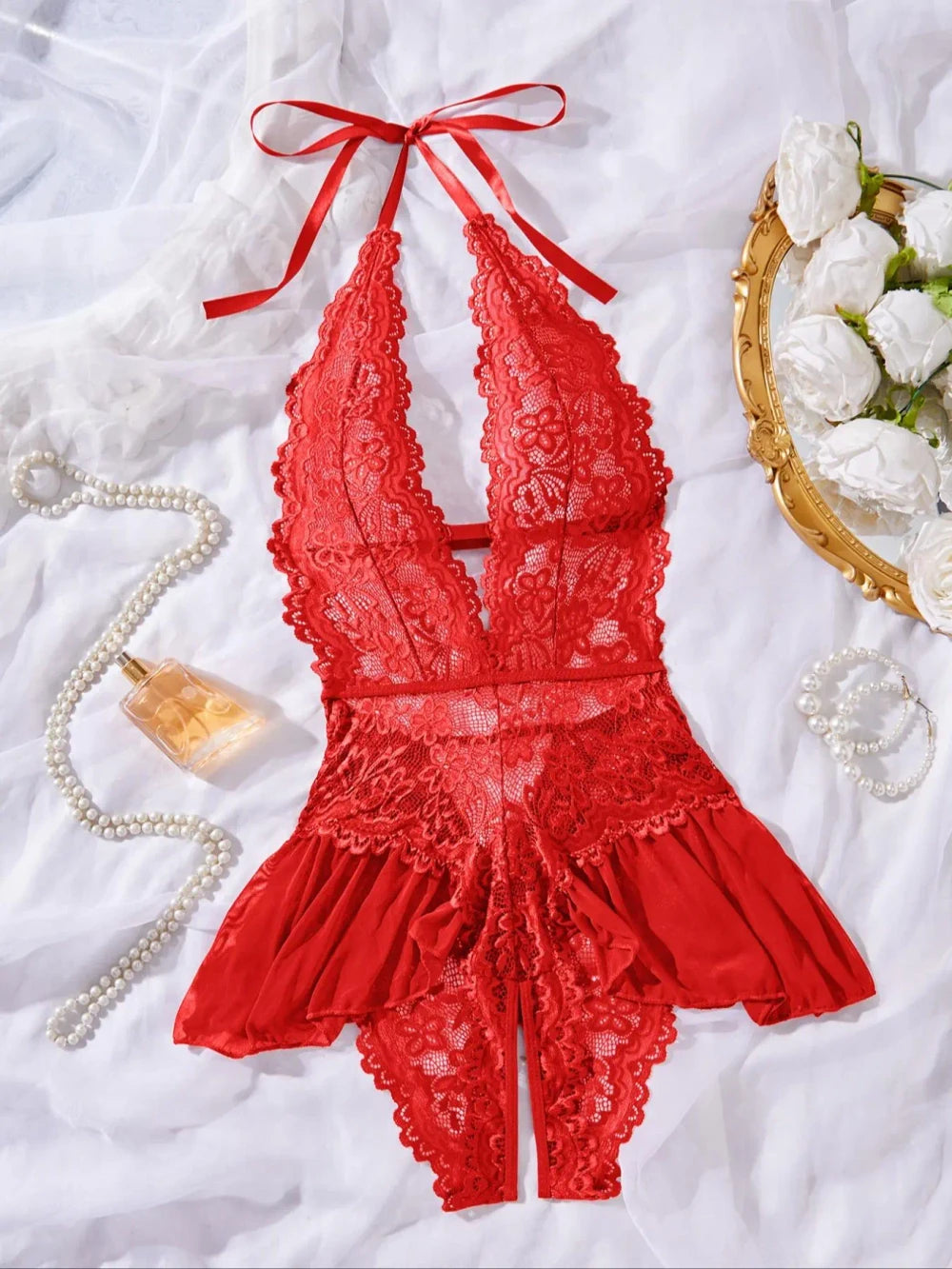 Sexy Fitted Lace Jumpsuit Lingerie