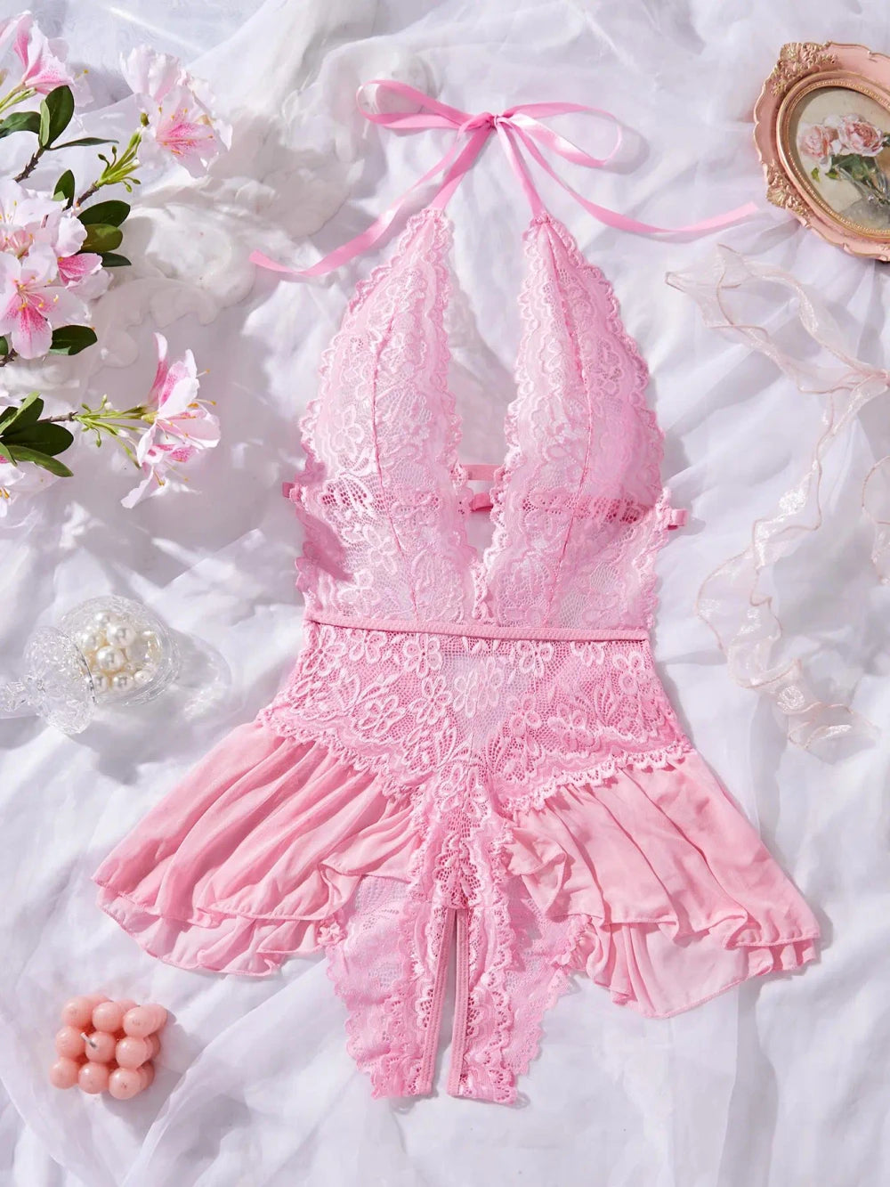 Sexy Fitted Lace Jumpsuit Lingerie