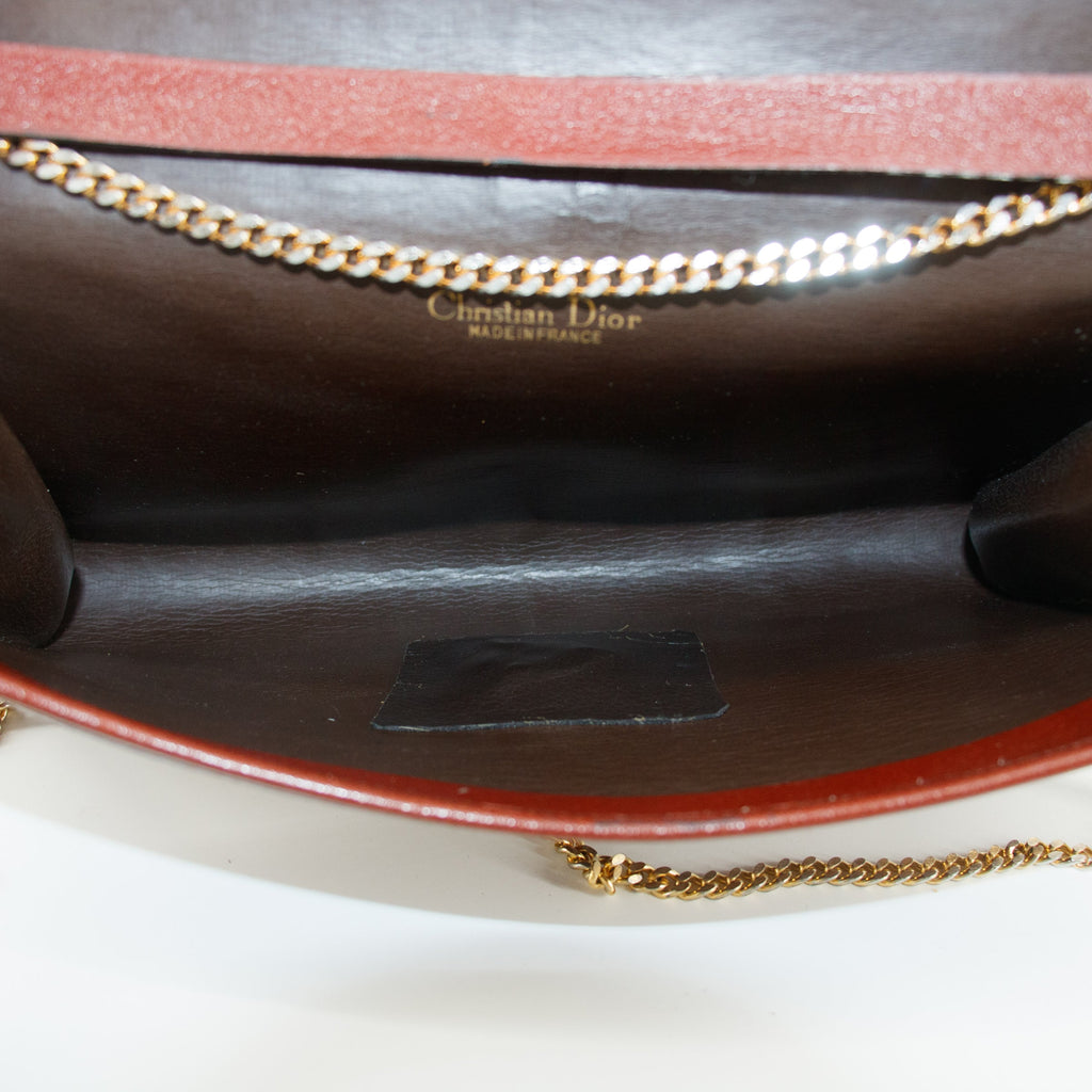 Christian Dior Red Leather Chain Shoulder Bag #5871