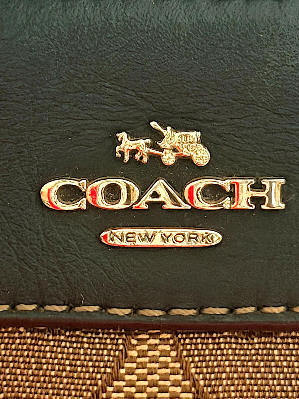 Coach Signature Mini Bennett Satchel Brown Khaki Canvas Leather Handbag Purse
