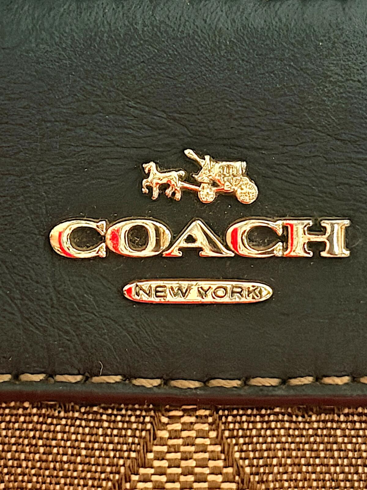 Coach Signature Mini Bennett Satchel Brown Khaki Canvas Leather Handbag Purse