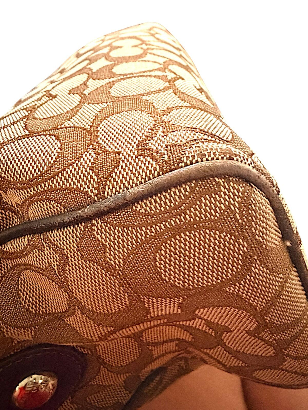 Coach Signature Mini Bennett Satchel Brown Khaki Canvas Leather Handbag Purse