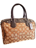 Coach Signature Mini Bennett Satchel Brown Khaki Canvas Leather Handbag Purse