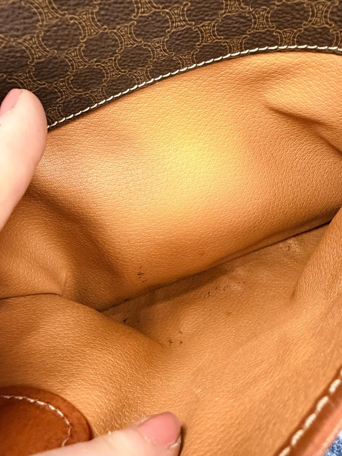 Celine Vintage Macadam Brown Monogram Canvas Leather Trim Zip Satchel Boston Bag