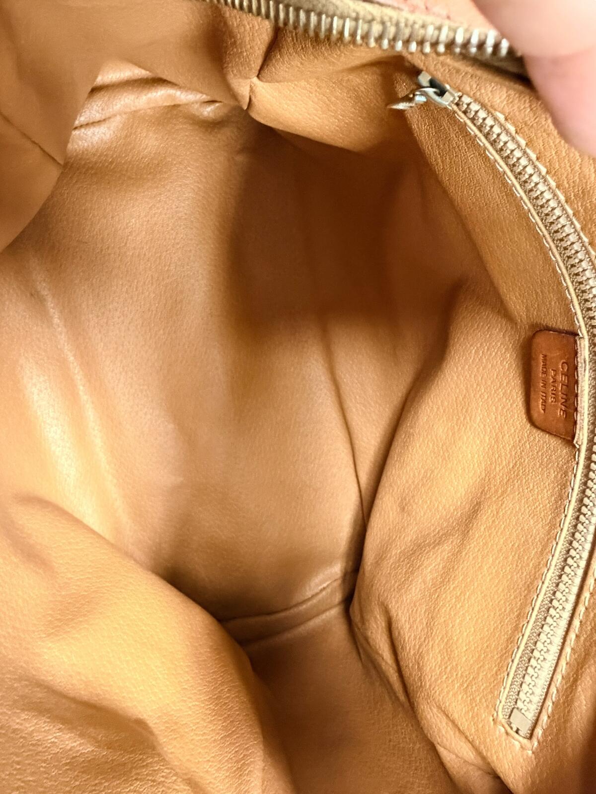 Celine Vintage Macadam Brown Monogram Canvas Leather Trim Zip Satchel Boston Bag