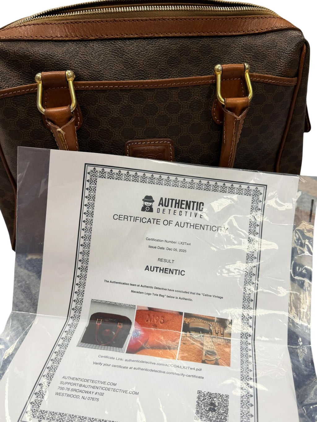 Celine Vintage Macadam Brown Monogram Canvas Leather Trim Zip Satchel Boston Bag