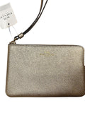 Coach Metallic Gold Crossgrain Zip Wristlet Clutch