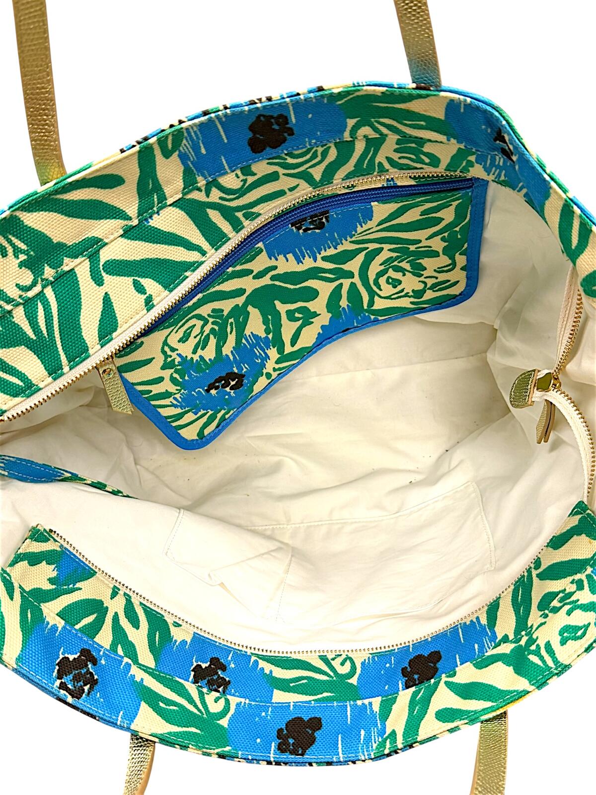 Lilly Pulitzer Floral Canvas Tote Bag with Gold Handles