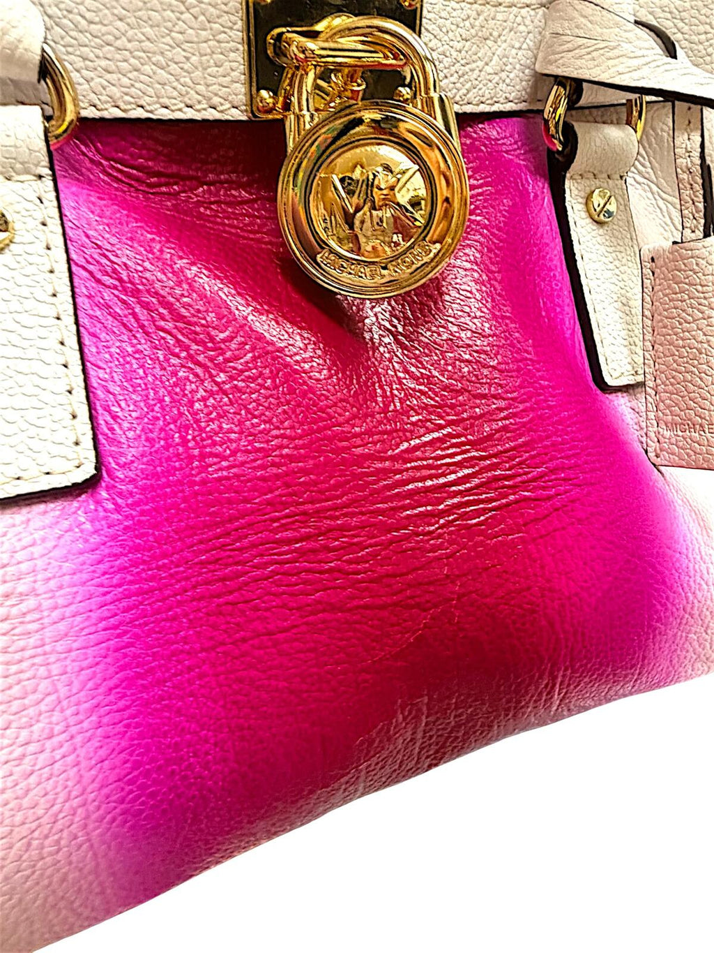 Michael Kors Pink Ombré Colorblock Leather Top Handle Satchel Handbag