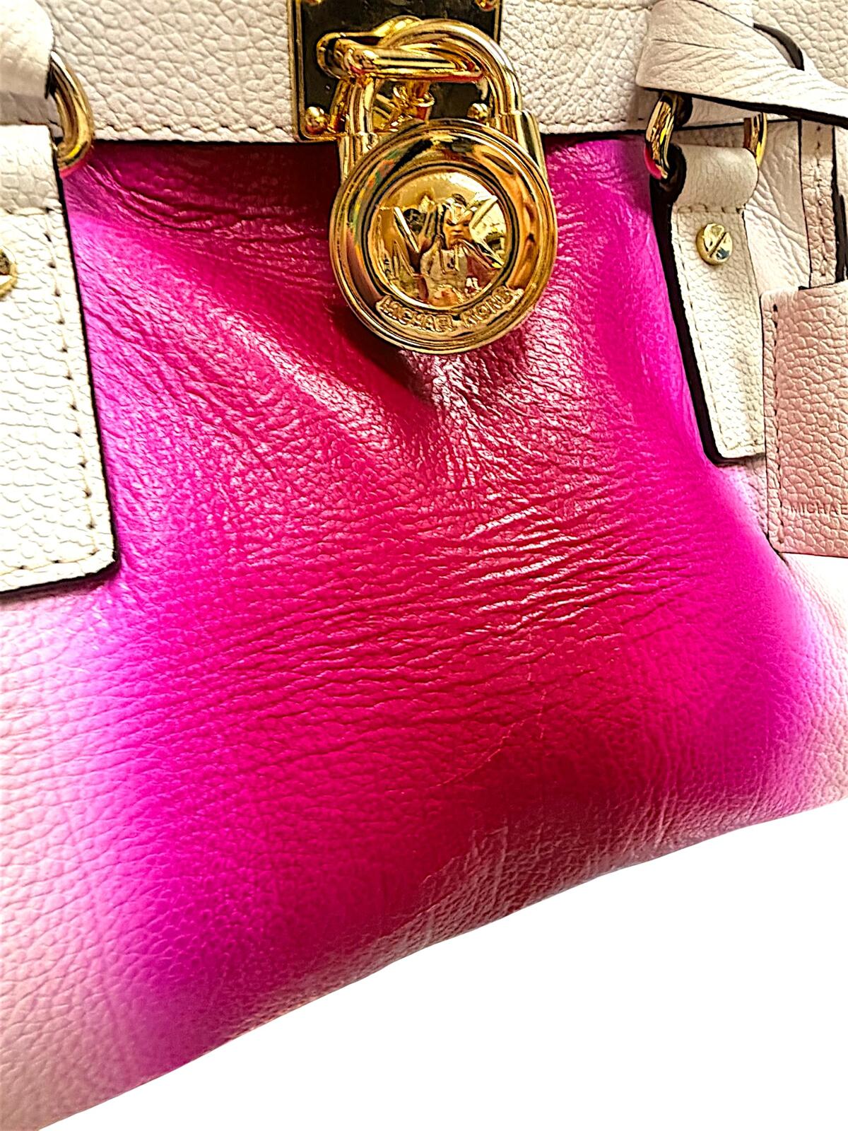 Michael Kors Pink Ombré Colorblock Leather Top Handle Satchel Handbag