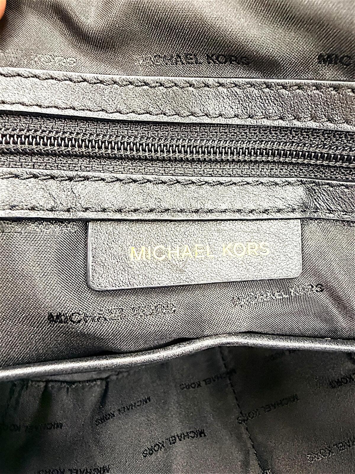 Michael Kors Black Pebbled Leather Zip Top Tote Satchel with MK Charm