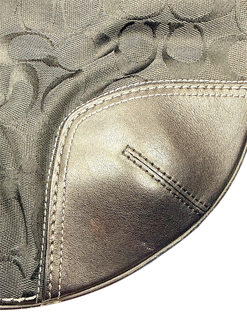 Coach Hamptons Signature Hobo Bag Black Jacquard Canvas Leather Shoulder Purse