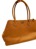Lauren Ralph Lauren Brown Pebbled Leather Tote Handbag with Double Handles