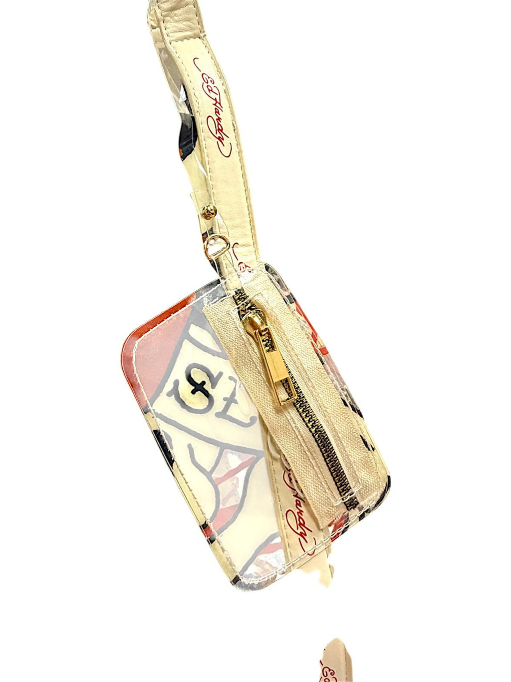 Ed Hardy Clear Tote Bag with Graphic Print and Logo Straps NWT