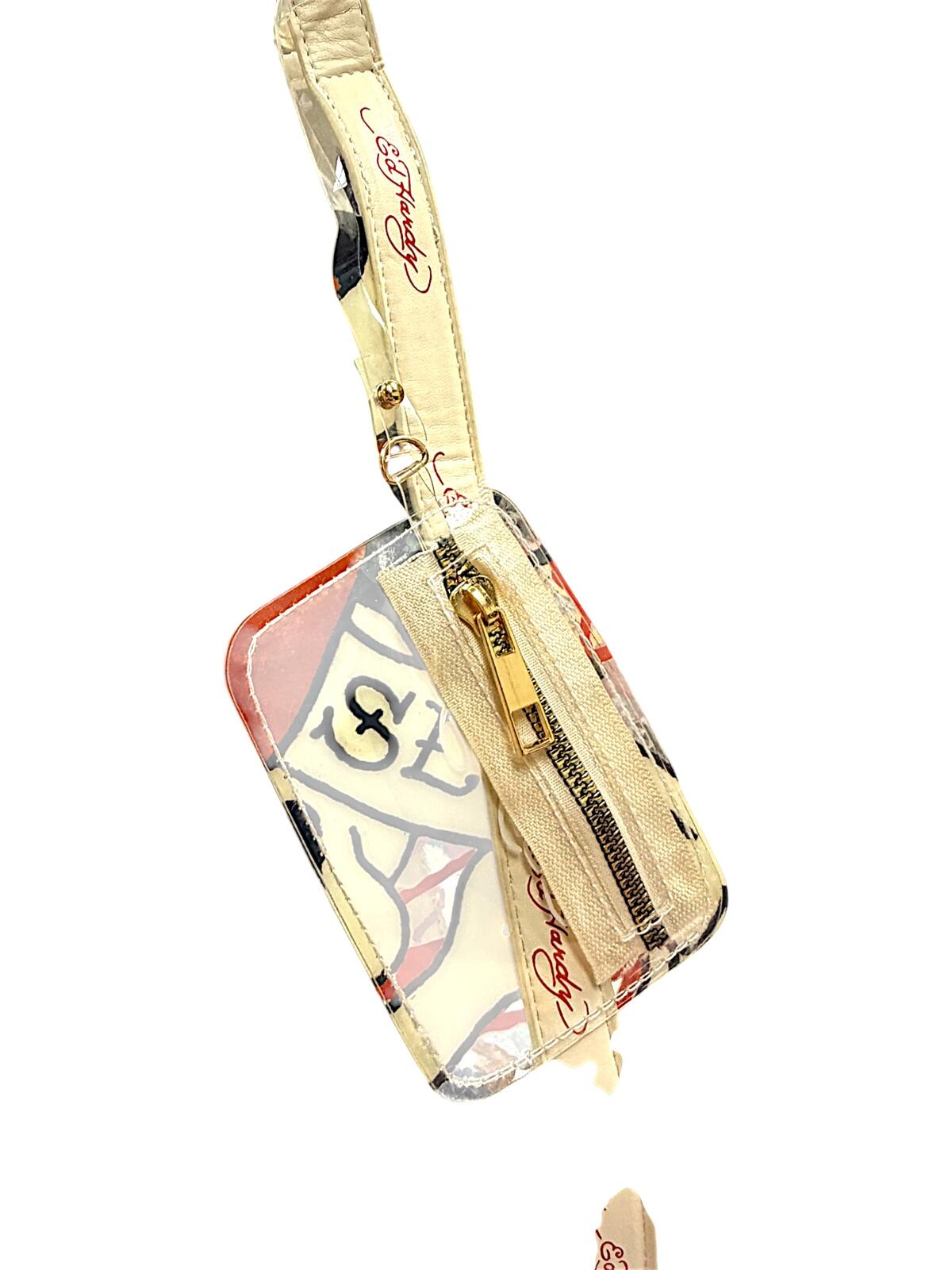 Ed Hardy Clear Tote Bag with Graphic Print and Logo Straps NWT