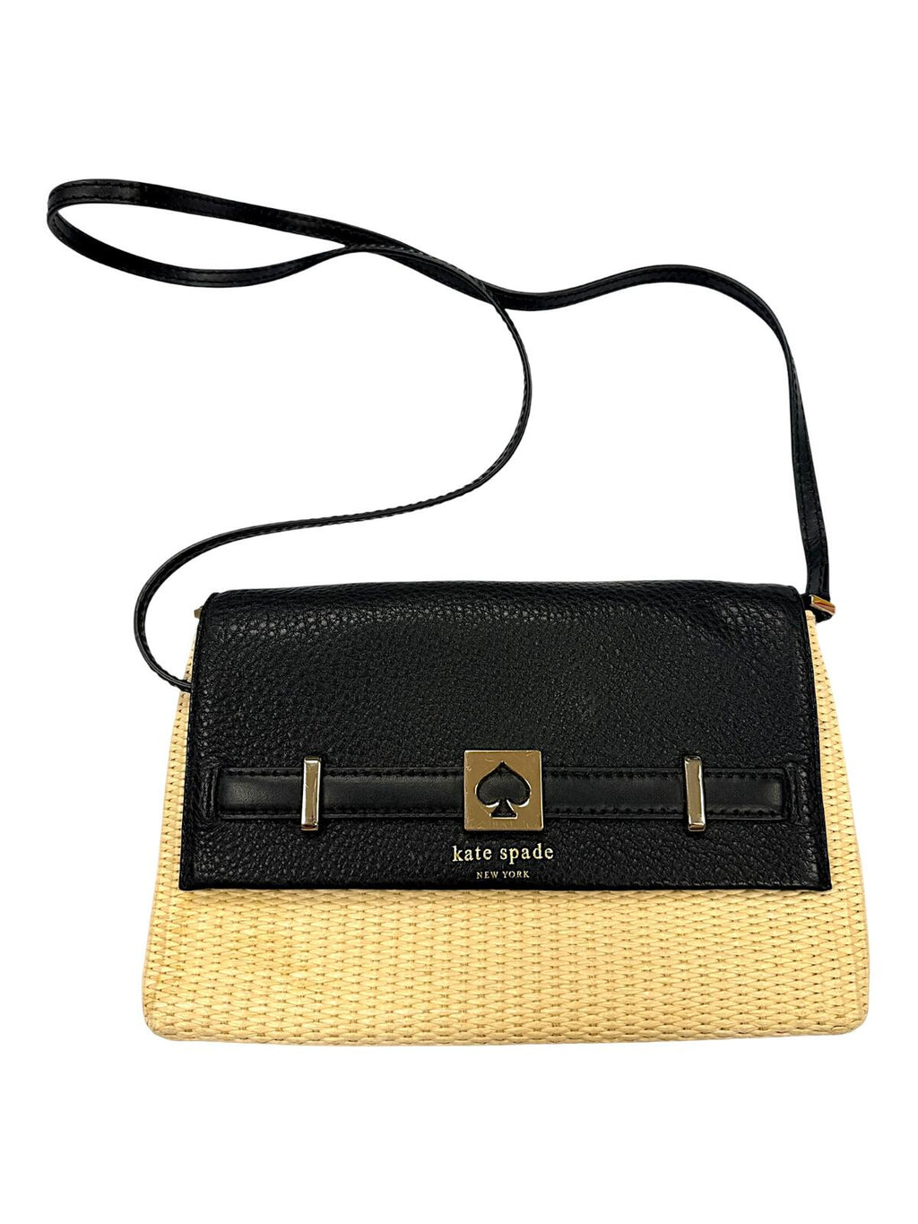 Kate Spade New York Straw and Leather Crossbody Bag