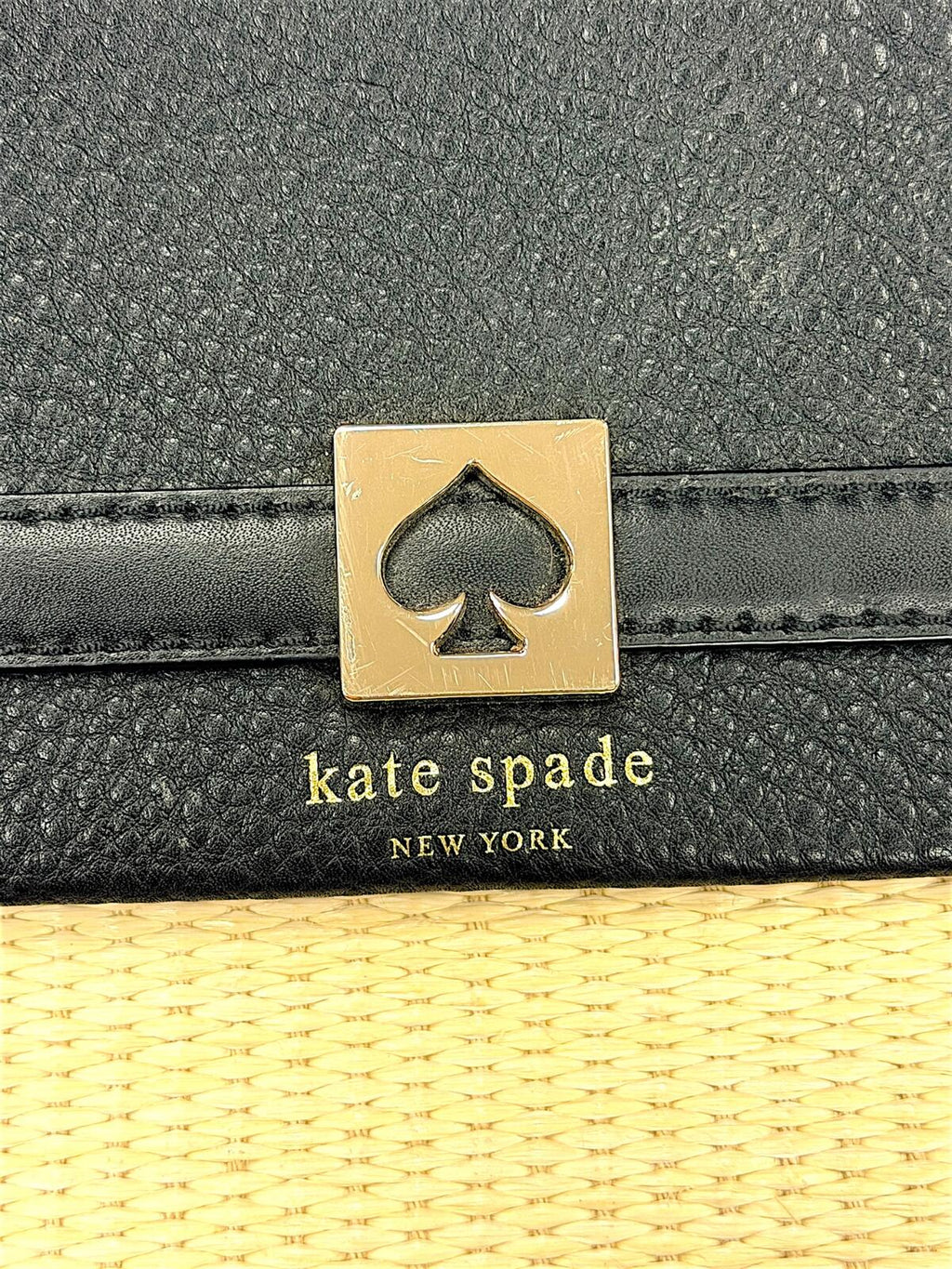Kate Spade New York Straw and Leather Crossbody Bag