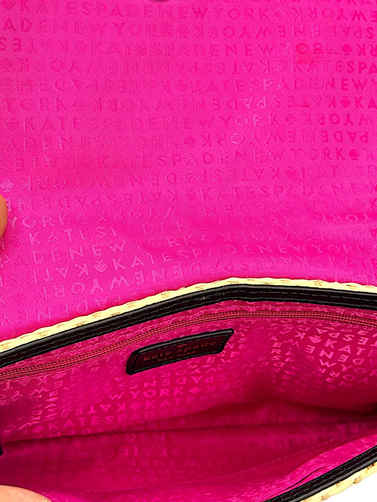 Kate Spade New York Straw and Leather Crossbody Bag
