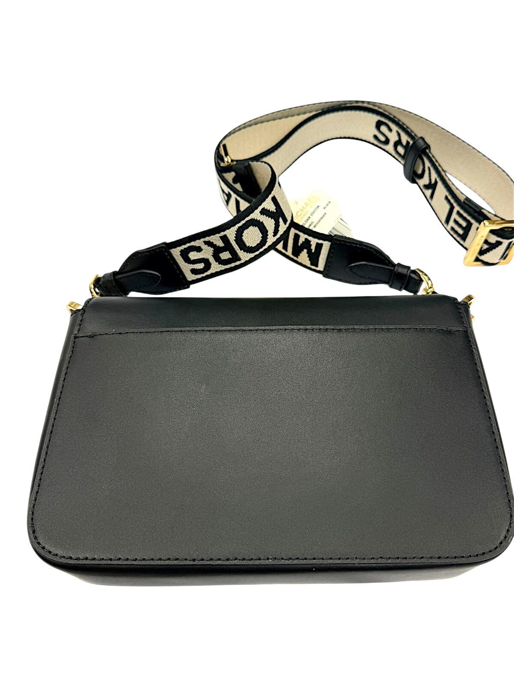 Michael Kors Sloan Editor Black Leather Medium Flap Messenger Crossbody Bag