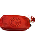 Gucci Soho Vanity Case Red Pebbled Leather Zip Pouch with Tassel with COA