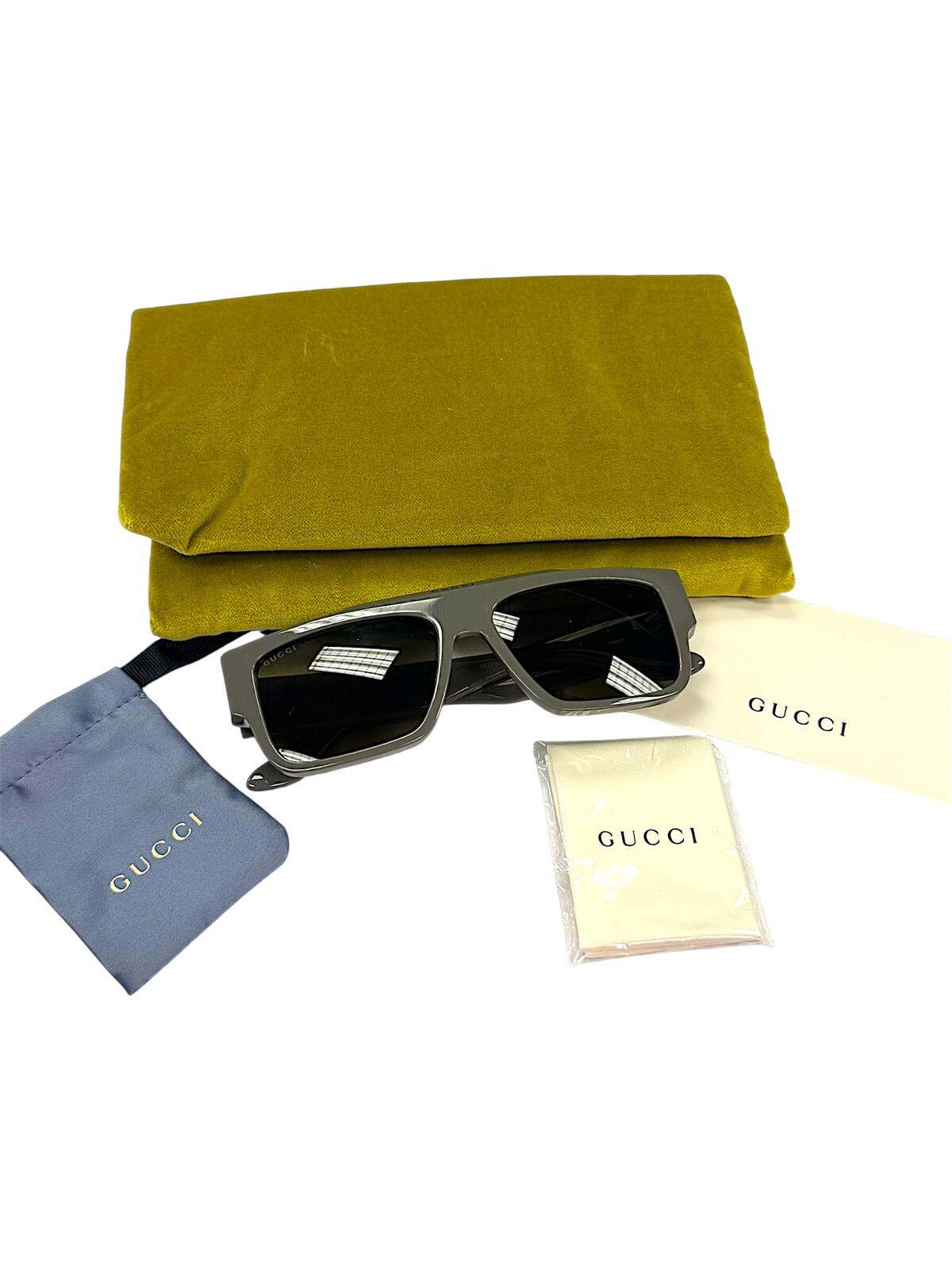 Gucci GG1460S 003 Unisex Sunglasses Gray Black Made in Italy NWT & Velvet Case