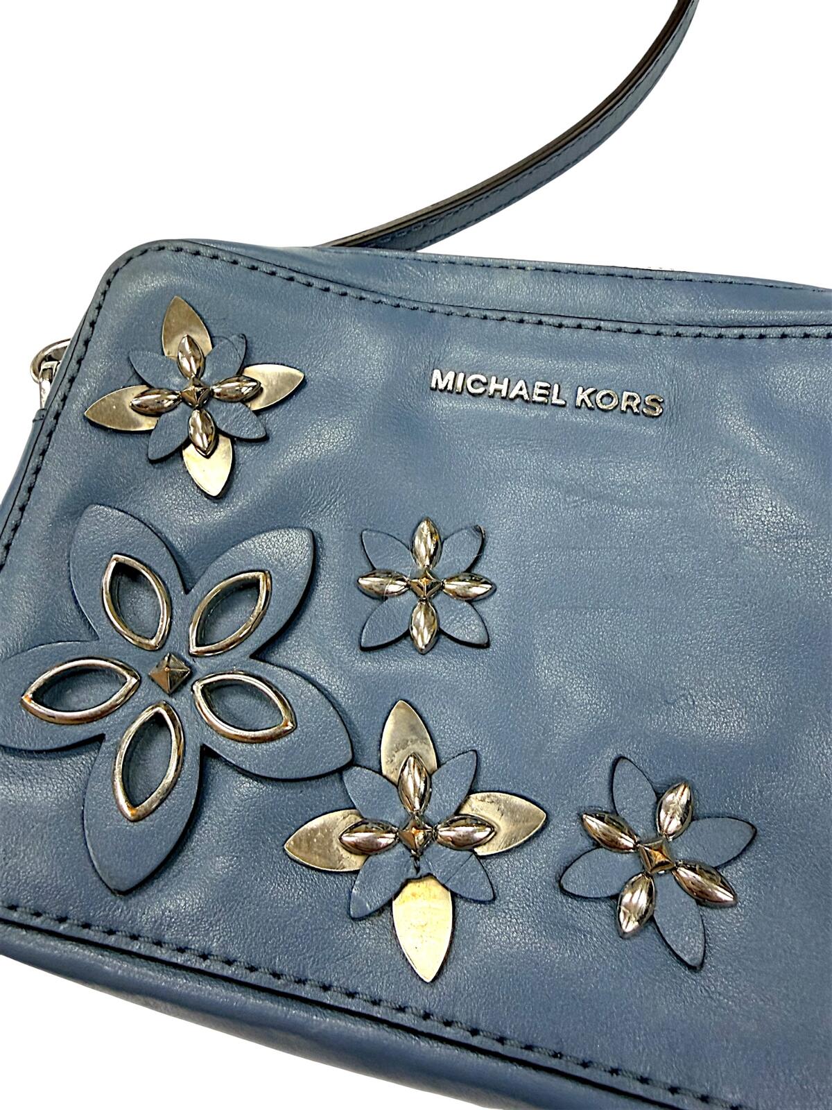 Michael Kors Blue Floral Applique Crossbody Bag