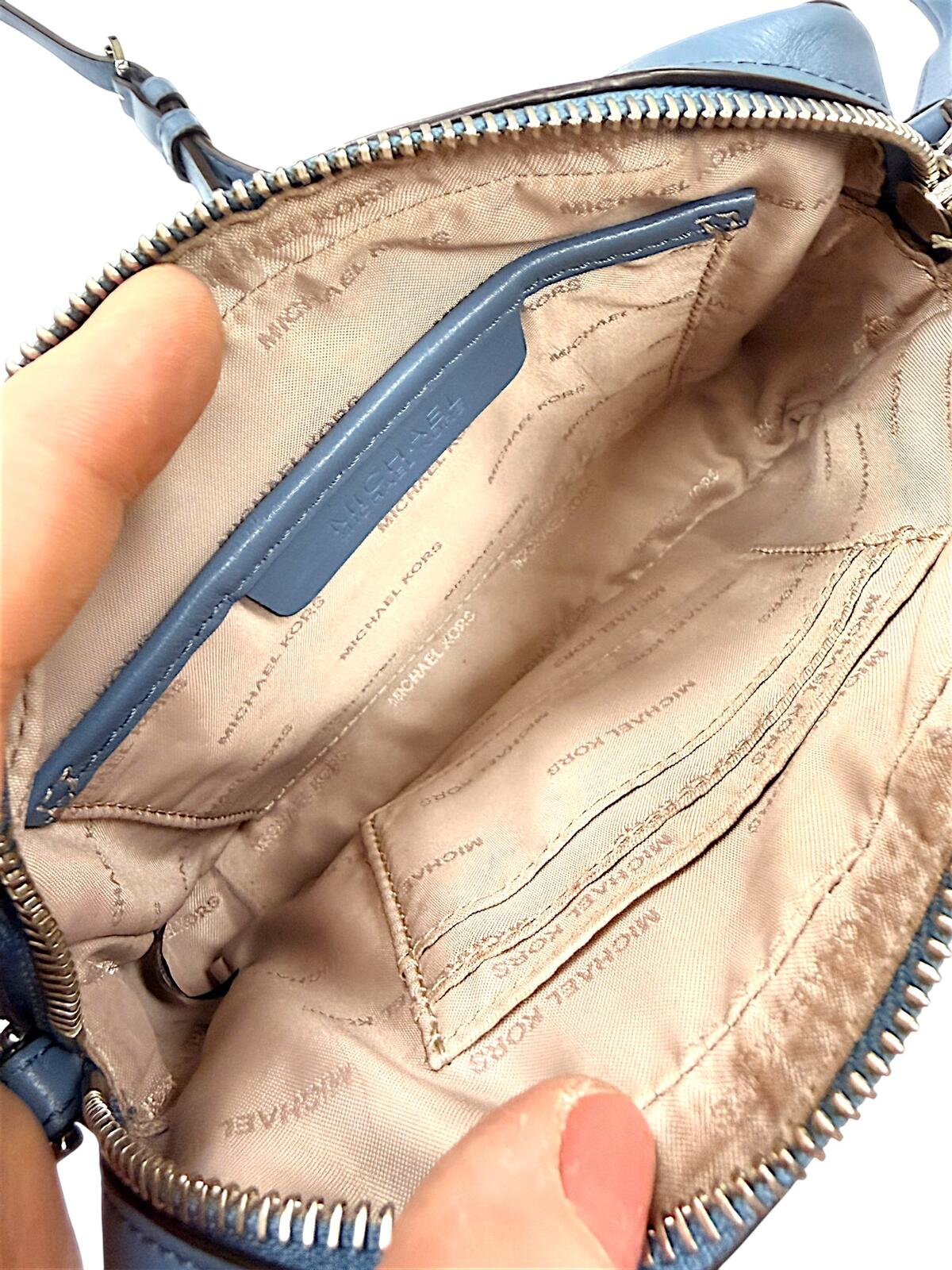 Michael Kors Blue Floral Applique Crossbody Bag