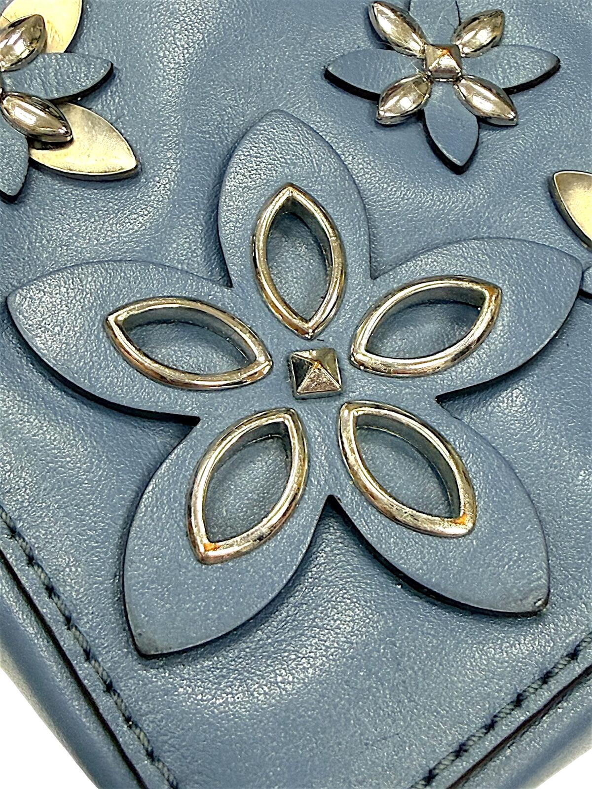 Michael Kors Blue Floral Applique Crossbody Bag