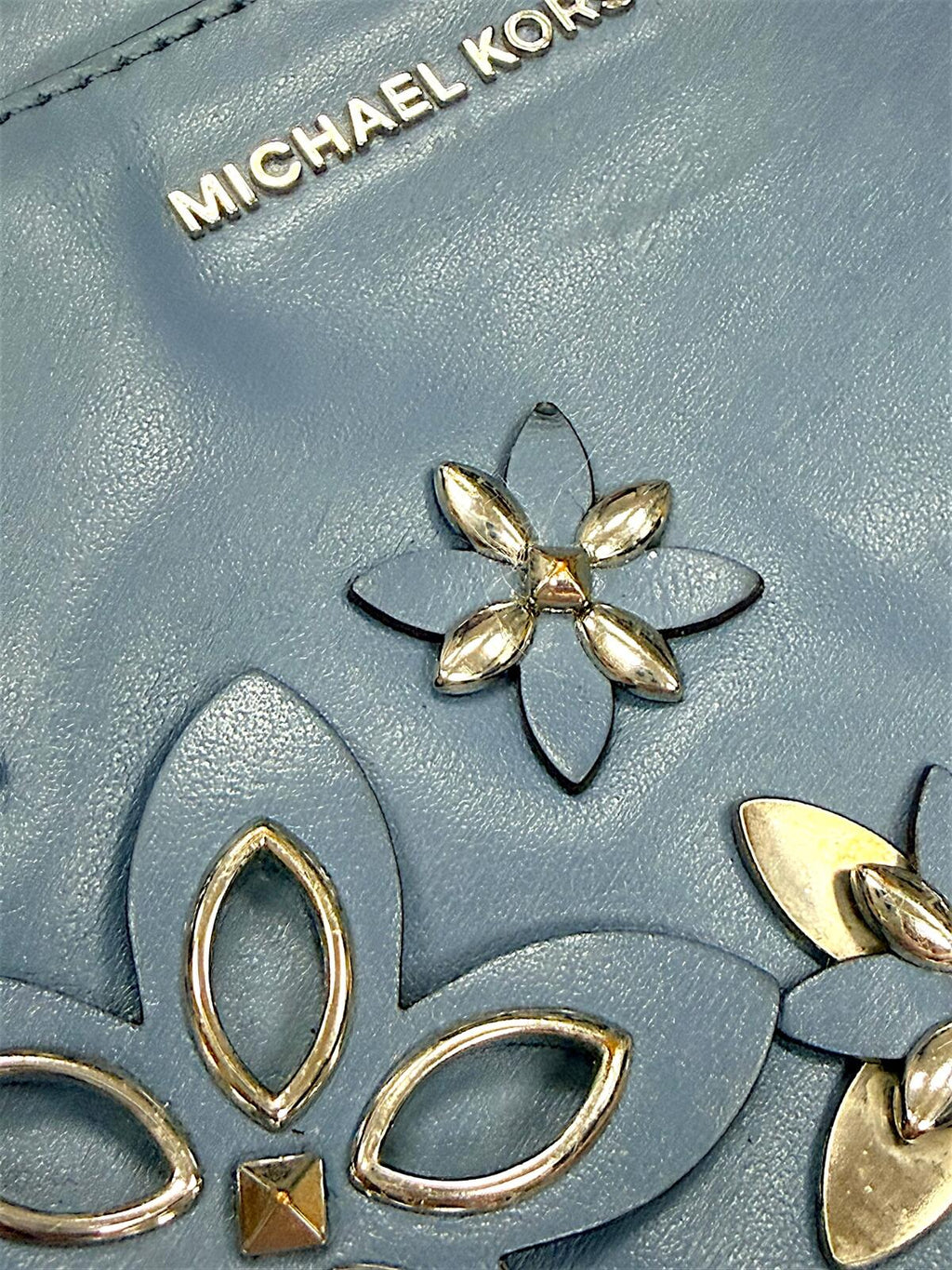 Michael Kors Blue Floral Applique Crossbody Bag