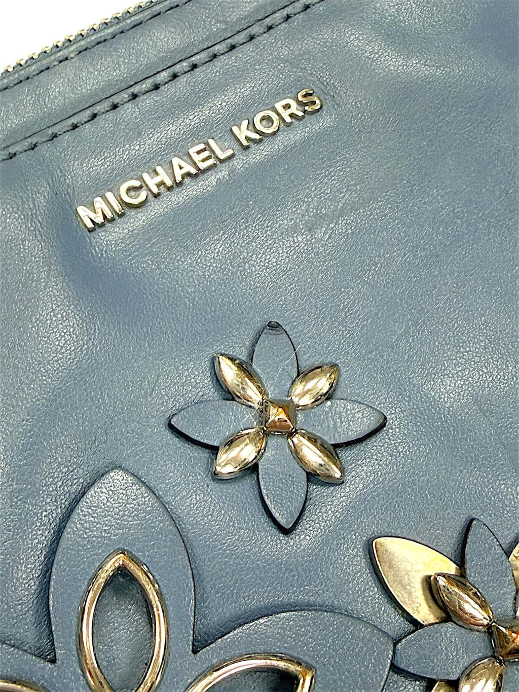 Michael Kors Blue Floral Applique Crossbody Bag