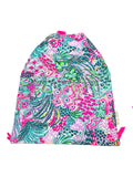 Lilly Pulitzer Quilted Floral Drawstring Backpack in Pink, Teal, and Green