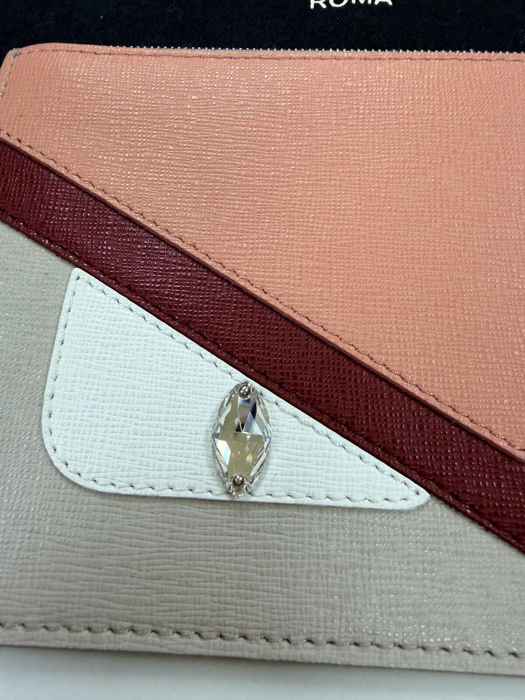 Fendi Monster Eyes Zip Pouch / Wristlet – Leather Clutch