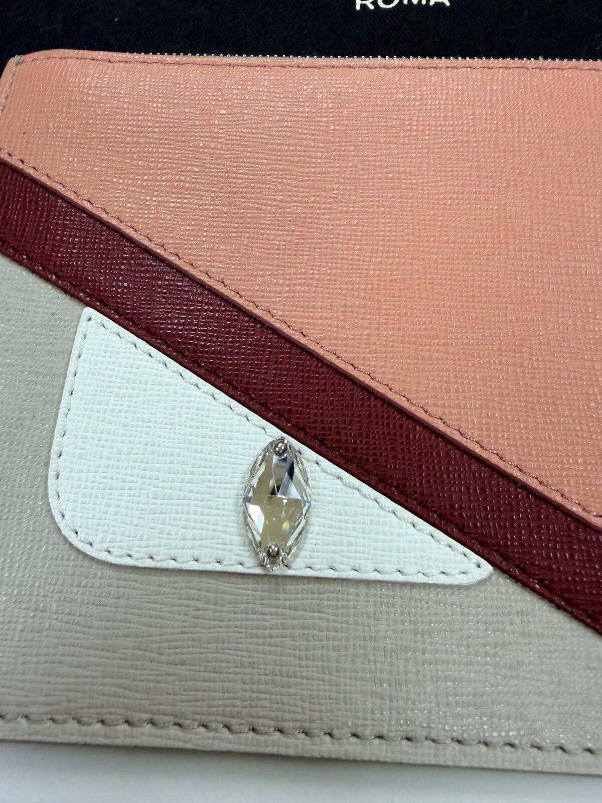 Fendi Monster Eyes Zip Pouch / Wristlet – Leather Clutch