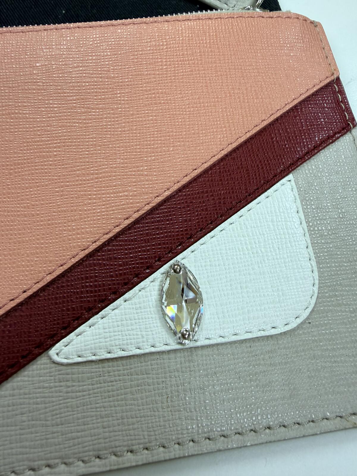 Fendi Monster Eyes Zip Pouch / Wristlet – Leather Clutch