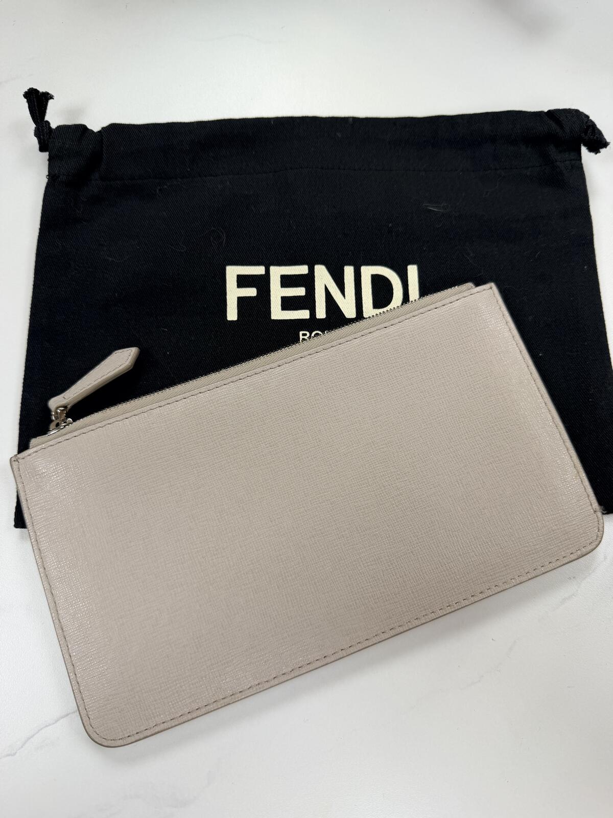 Fendi Monster Eyes Zip Pouch / Wristlet – Leather Clutch