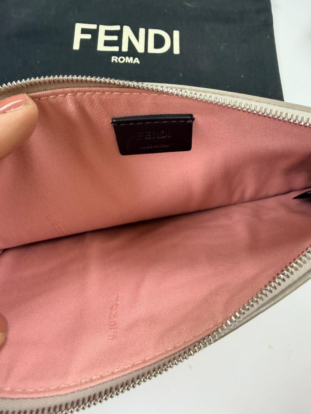 Fendi Monster Eyes Zip Pouch / Wristlet – Leather Clutch