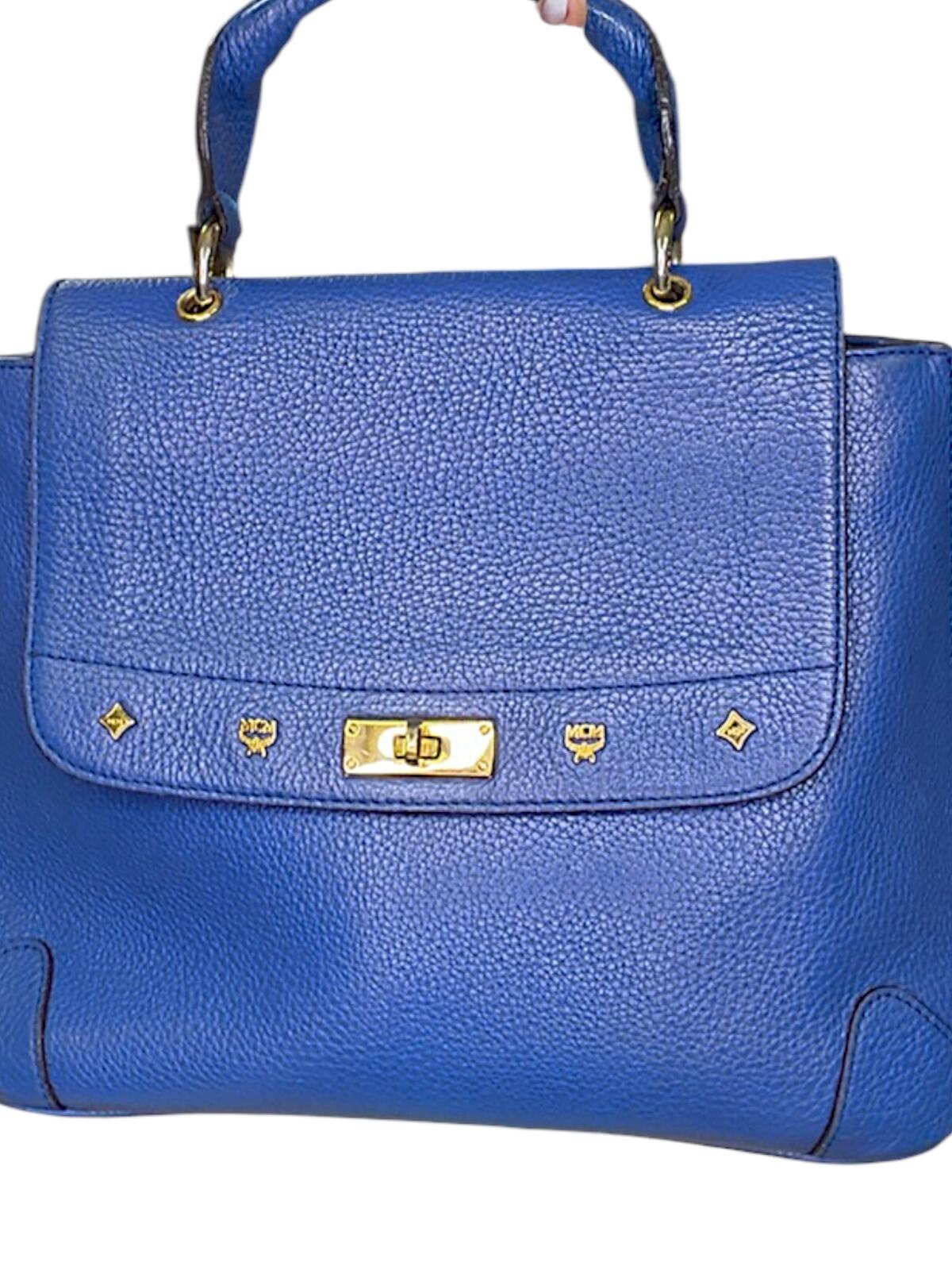 MCM Cobalt Blue First Lady Satchel Handbag