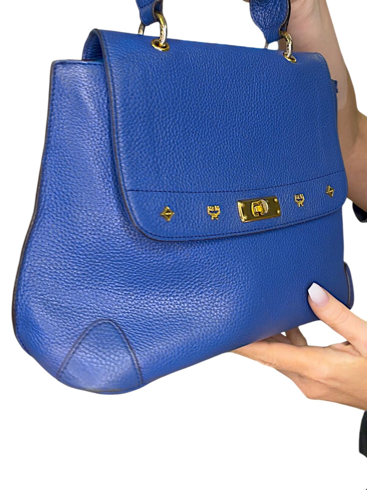 MCM Cobalt Blue First Lady Satchel Handbag