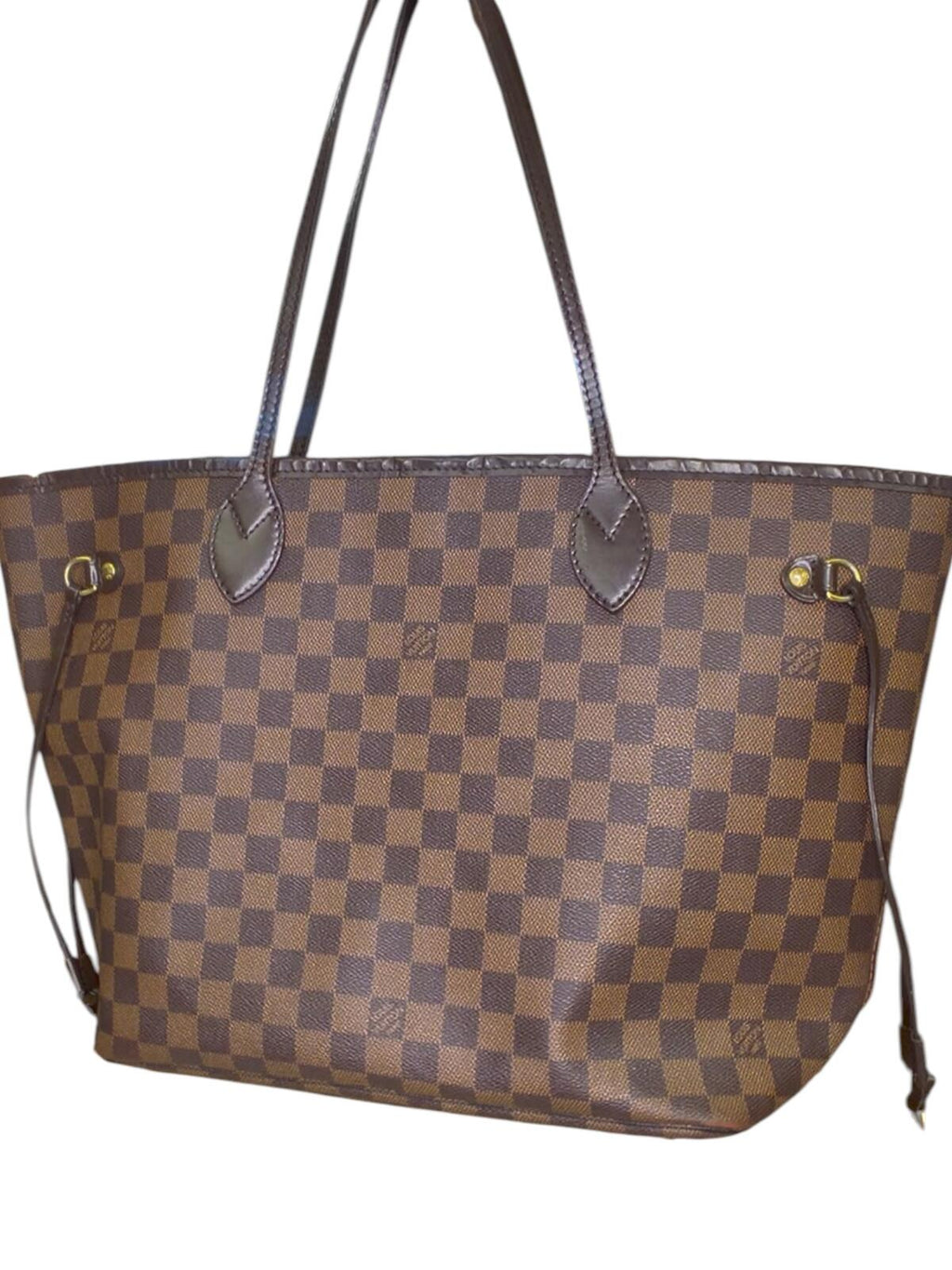Louis Vuitton Neverfull MM Damier Ebene Tote Bag Red Interior Shoulder Bag