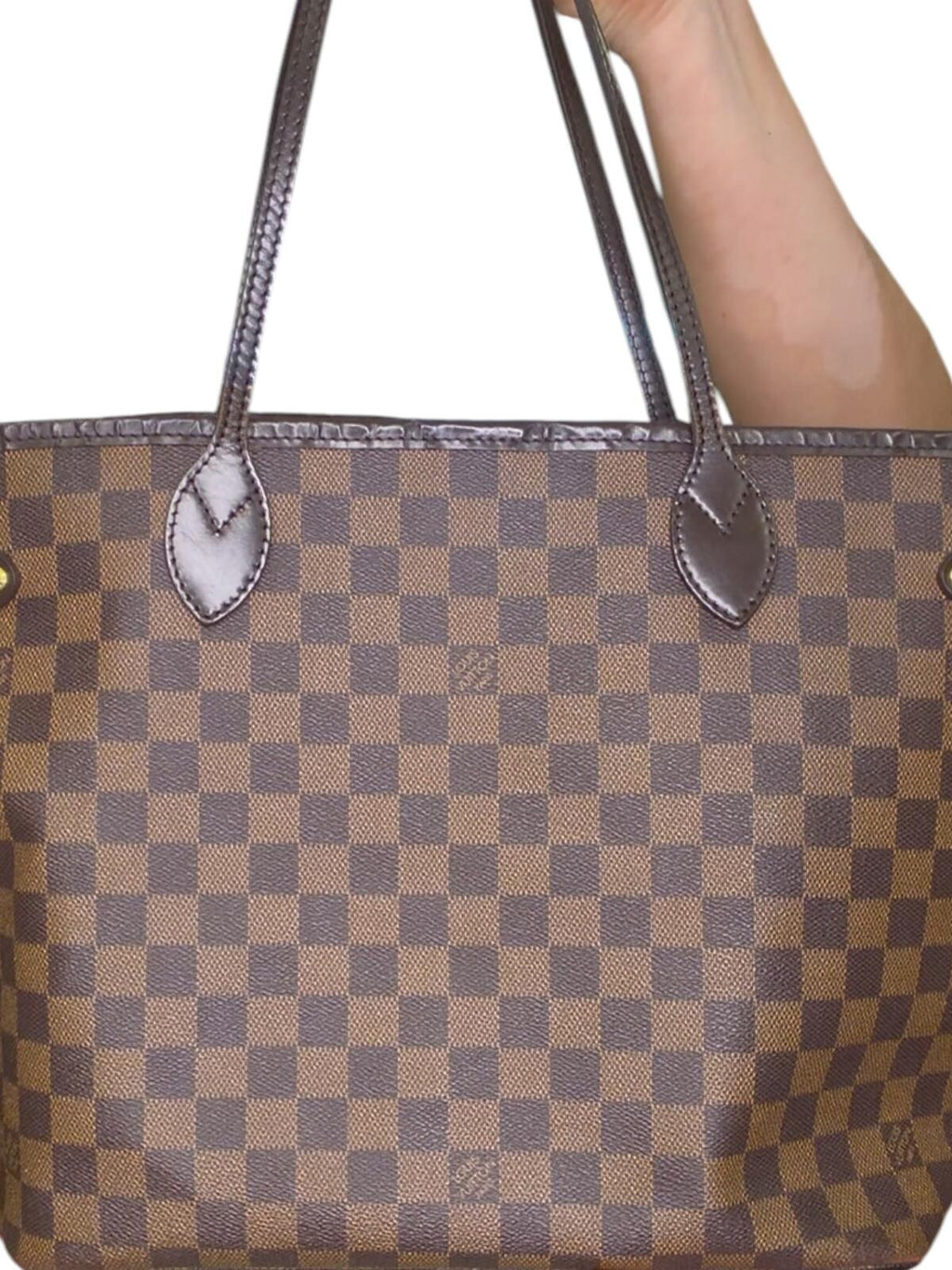 Louis Vuitton Neverfull MM Damier Ebene Tote Bag Red Interior Shoulder Bag