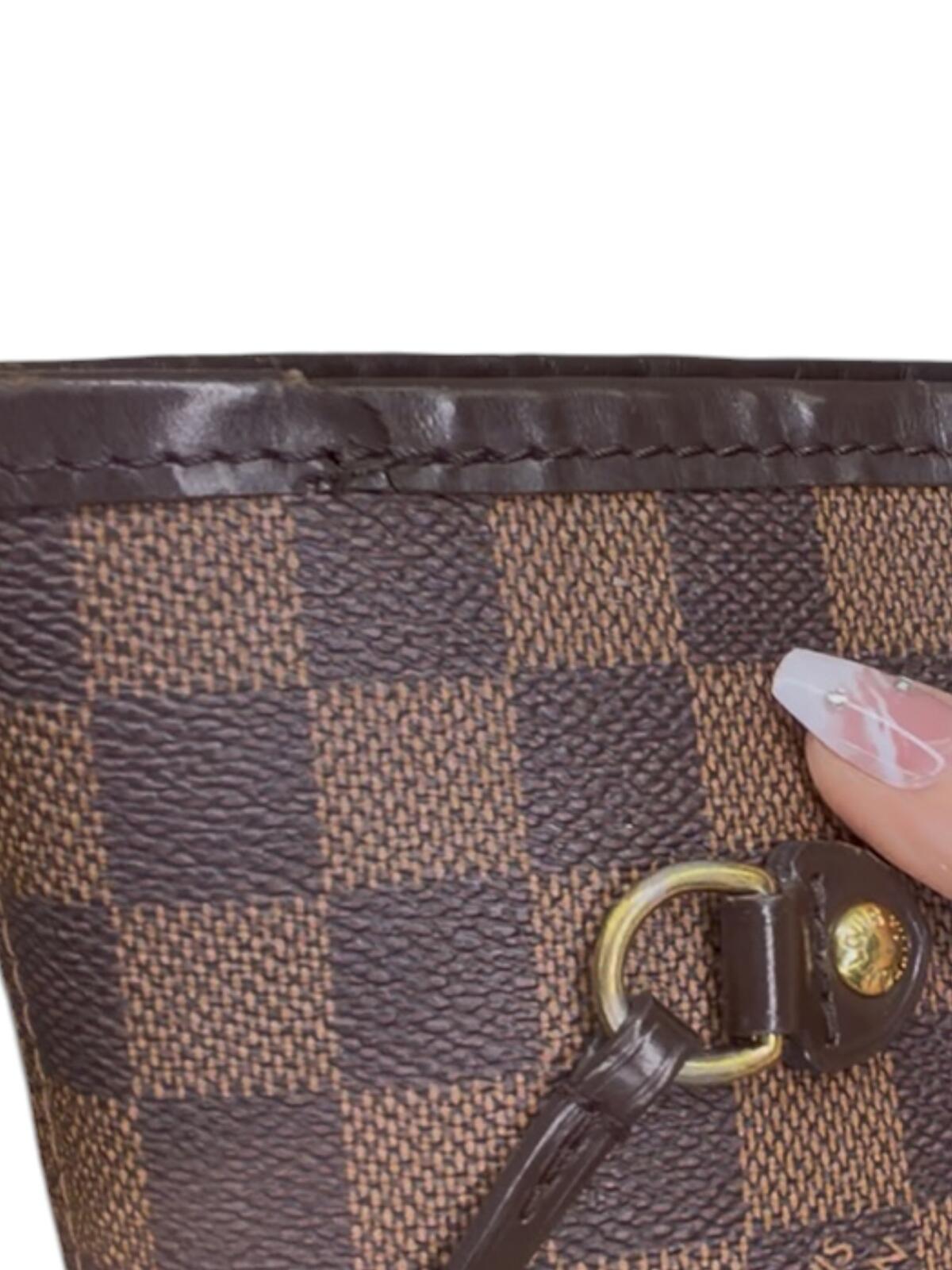 Louis Vuitton Neverfull MM Damier Ebene Tote Bag Red Interior Shoulder Bag