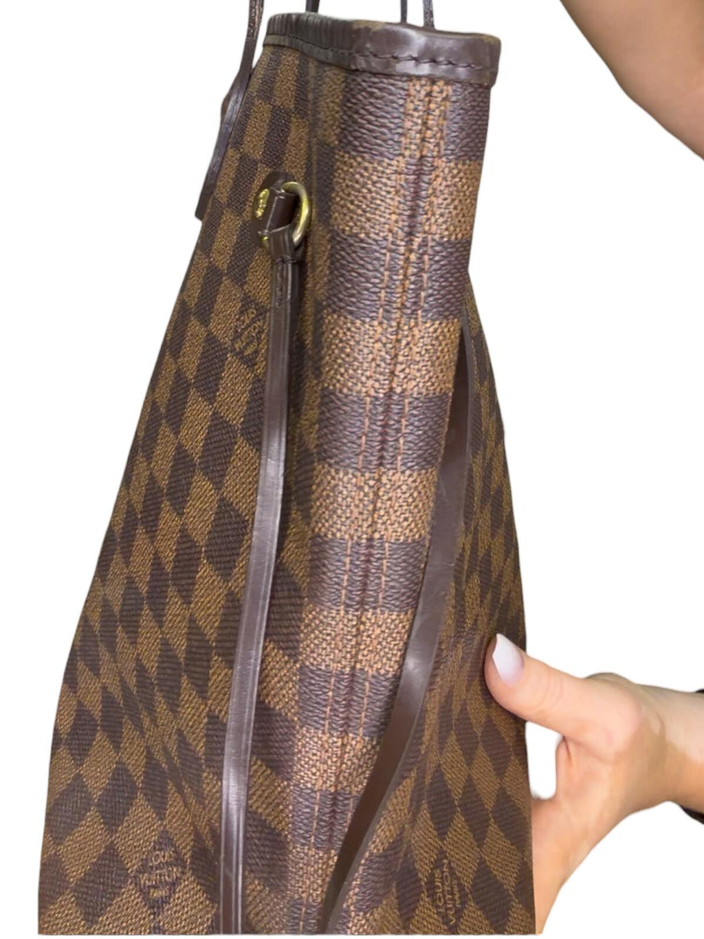 Louis Vuitton Neverfull MM Damier Ebene Tote Bag Red Interior Shoulder Bag