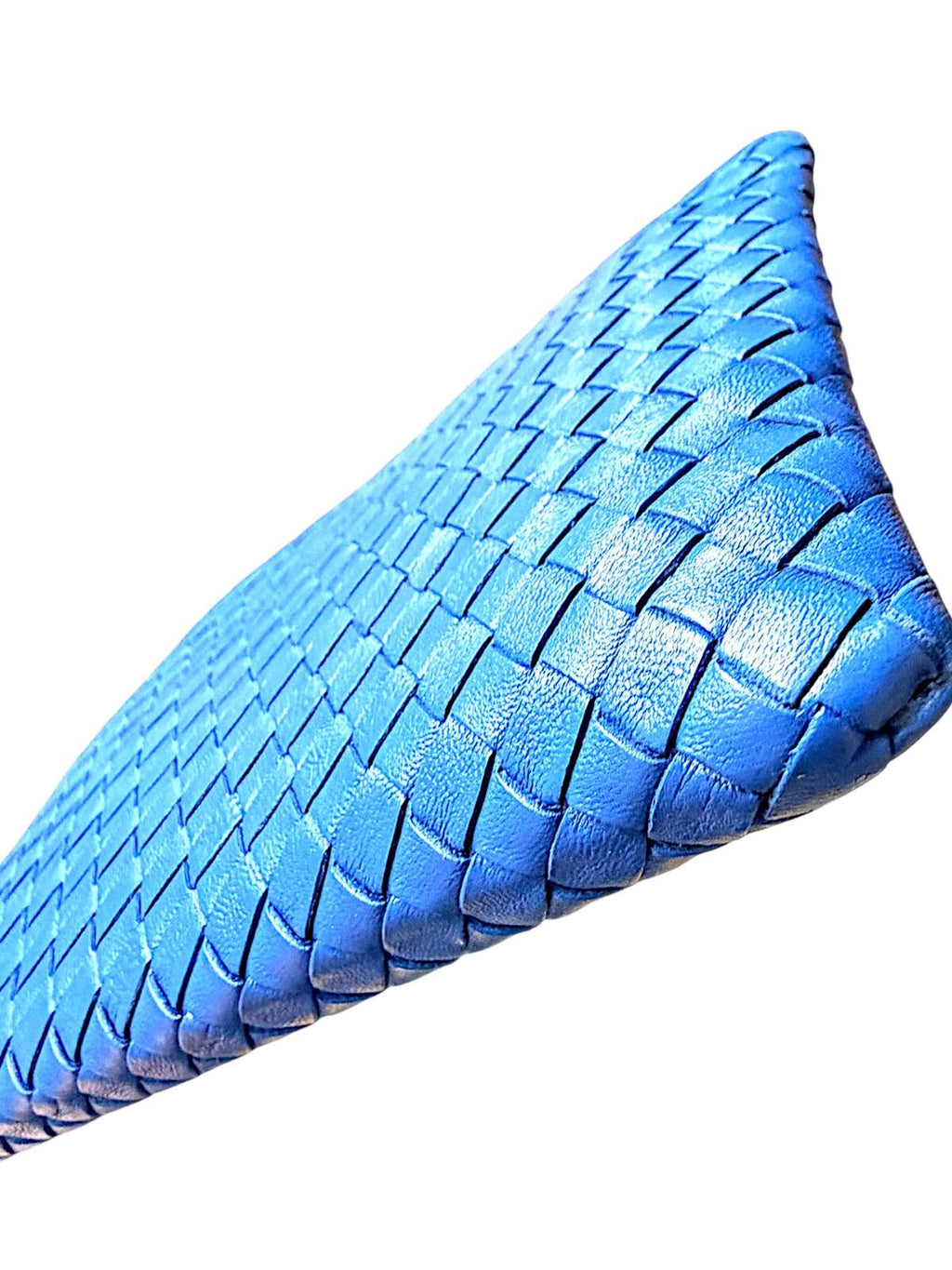 Bottega Veneta Blue Intrecciato Leather Zip Pouch Clutch