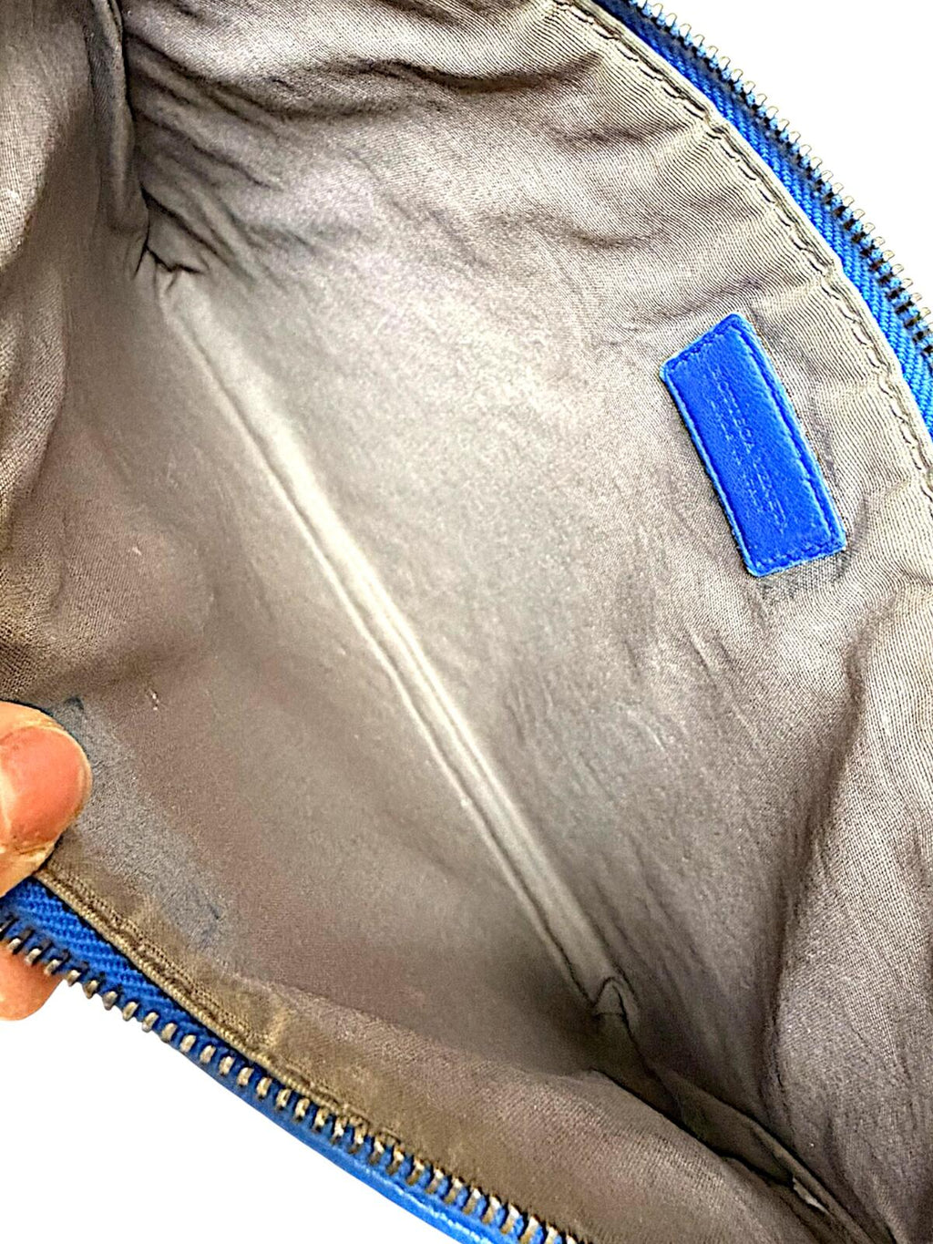 Bottega Veneta Blue Intrecciato Leather Zip Pouch Clutch
