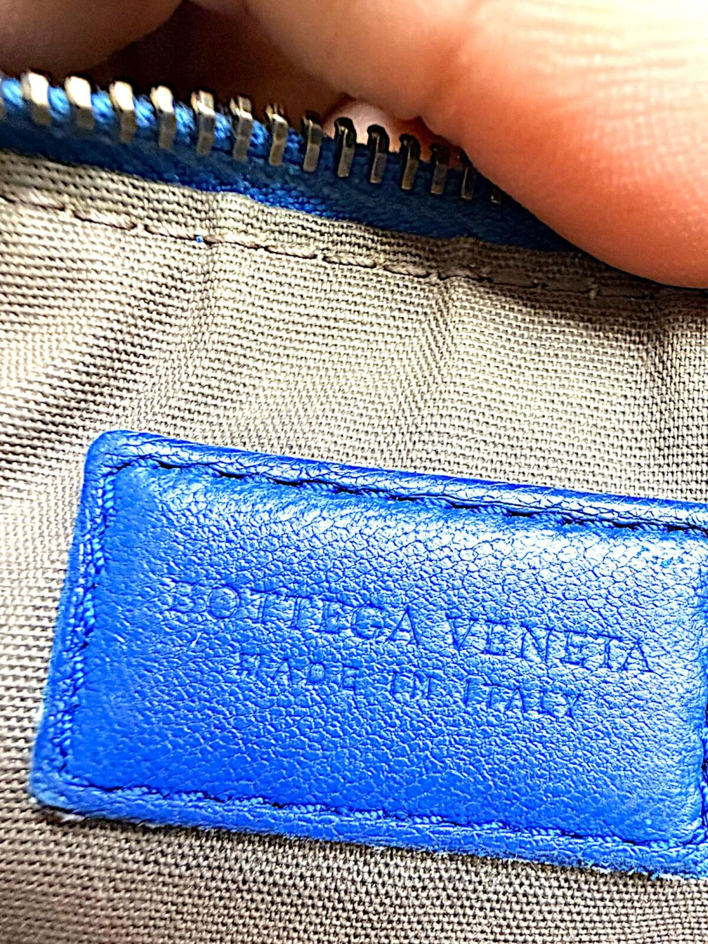 Bottega Veneta Blue Intrecciato Leather Zip Pouch Clutch