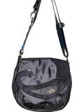 Etro Black Leather Shoulder Bag with Purple Paisley Lining